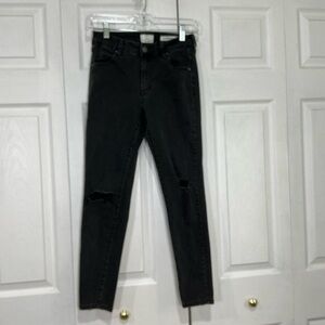 🩷 Cotton On Mid Grazer Skinny Black Distressed Denim Jeans - Size 4 / 27